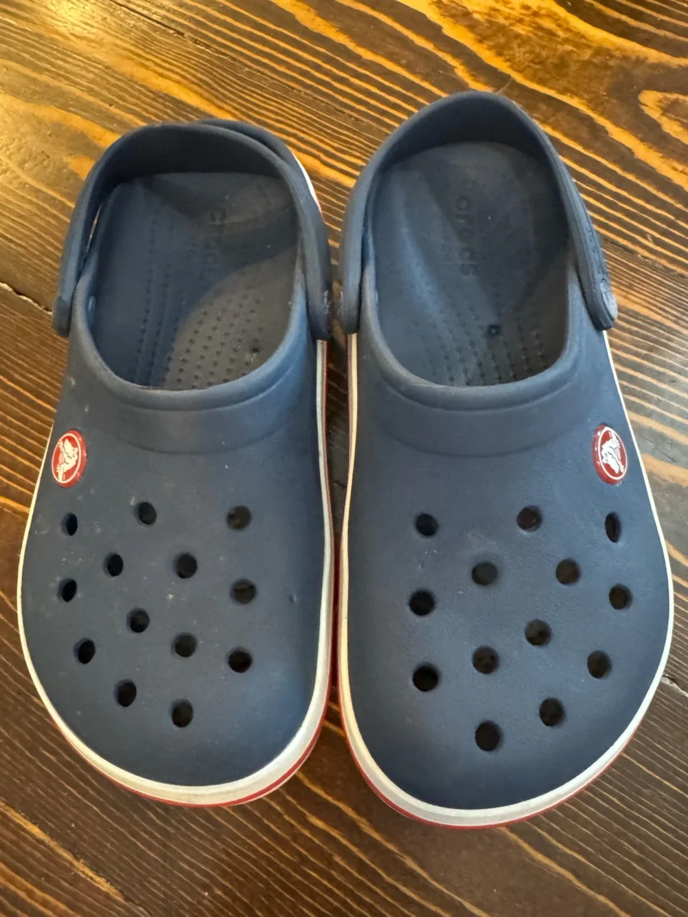 CROCS Kids Navy Blue Clog with Red Trim - Crocband